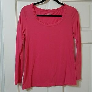 Ann Taylor Loft Long Sleeve Pink Shirt M